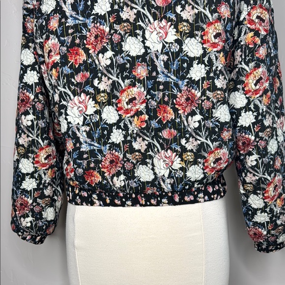 ZARA Floral Bomber Jacket with Relaxed Silhouette and Cropped Length Medium - Picture 8 of 13